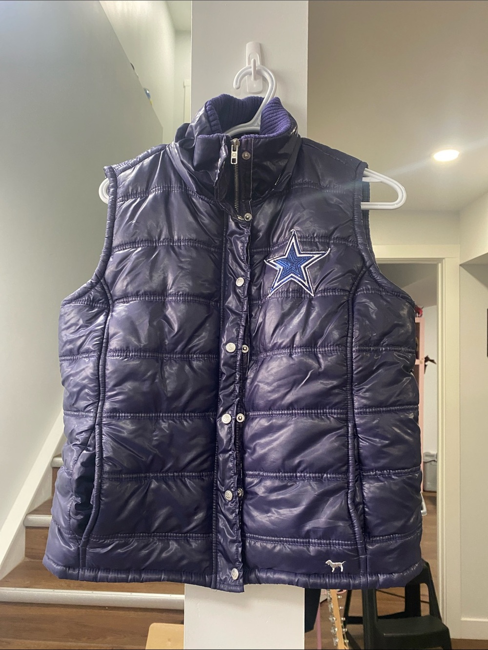 Pink Victoria’s Secret indigo zip up/button vest